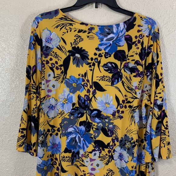 Alexandra Oak Dress Yellow Blue Black Floral XL Stretchy Pullover Polyester - Picture 11 of 11